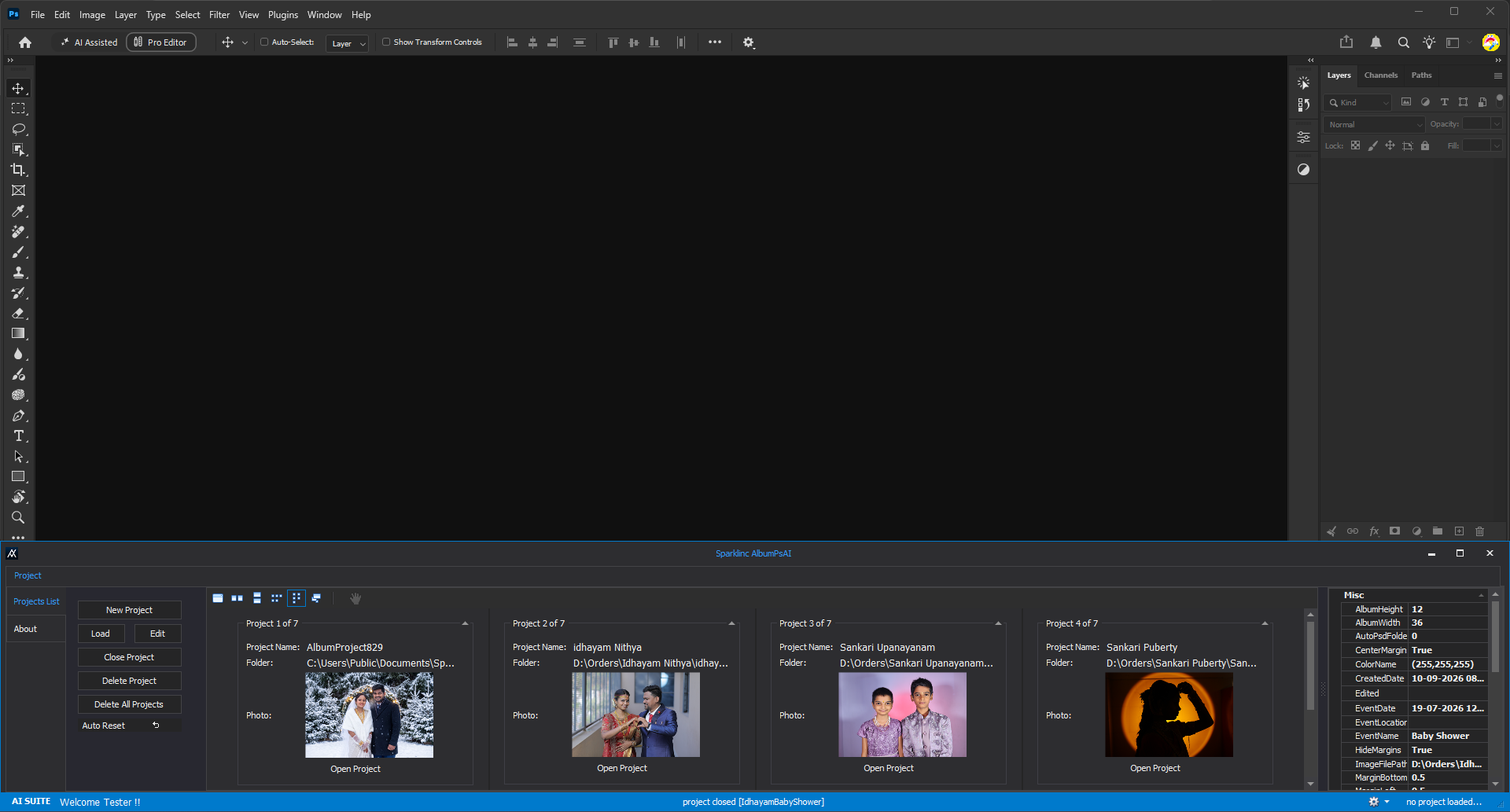 AlbumPsAI Photoshop Screen